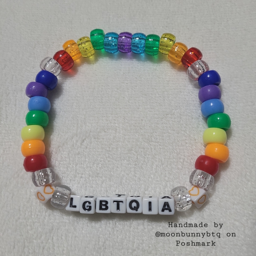 Handmade bracelet "LGBTQIA" plus size LGBT pride 🏳️‍🌈 beaded kandi